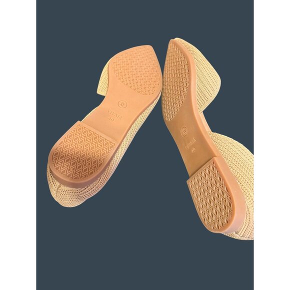 Vivaia Pointed-Toe Beige Knit Ballet Flats Comfortable Slip-On Lightweight Breat - Picture 10 of 10